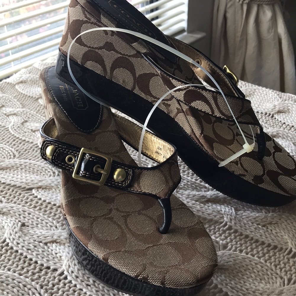 Coach wedge sandals NEW! Never used!
